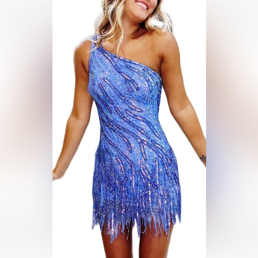 Blue sequin homecoming dress size small - Picture 2 of 6